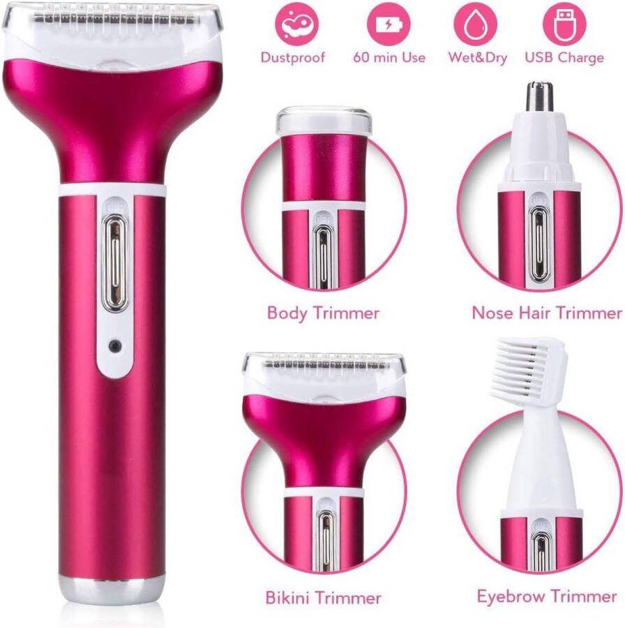 Ladyshave 4-in-1 Ladyshave voor Vrouwen Draadloos Trimmer Vrouw