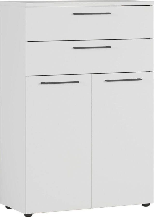 Lage dichte kantoorkast laden Ergonoma Lichtgrijs Breedte 80 cm Hoogte 120 cm Diepte 40 cm Met lades Met planken Met openslaande deuren