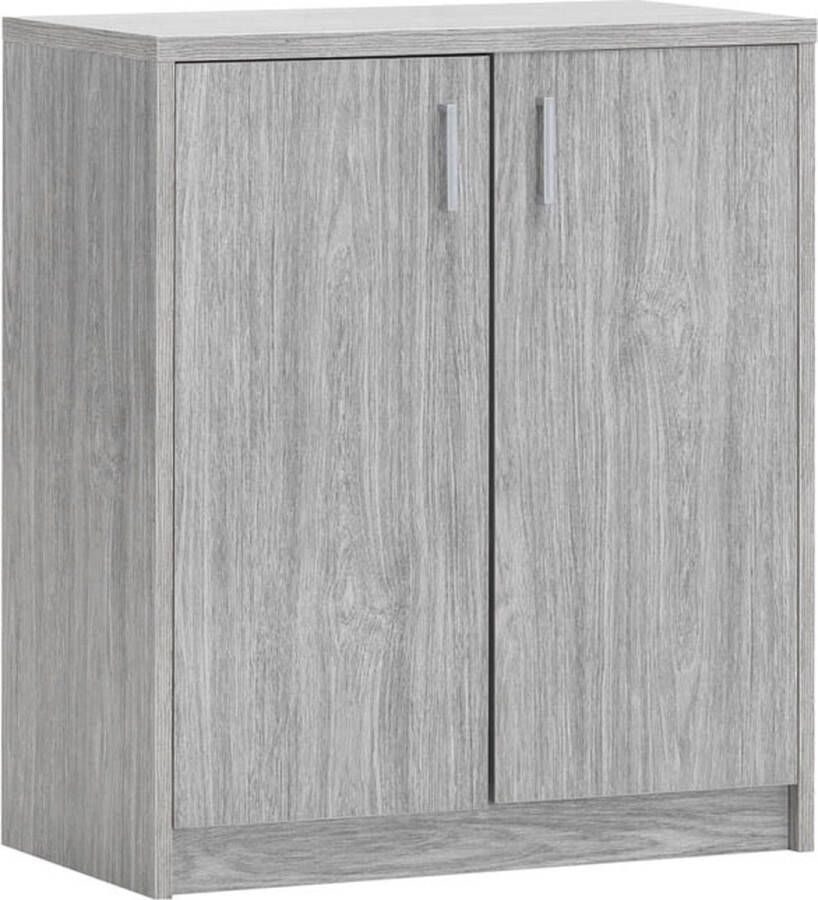 Lage dichte kast Roan Grijs Breedte 72 cm Hoogte 84 cm Diepte 36 cm Met planken Met openslaande deuren