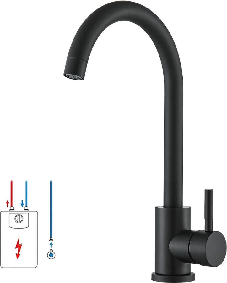 Lage druk keukenkraan Zwarte mengkranen Keukenkraan met enkele hendel Keukenkraan 360° draaibare gootsteenmengkraan Mengkraan met enkele hendel voor gootsteen