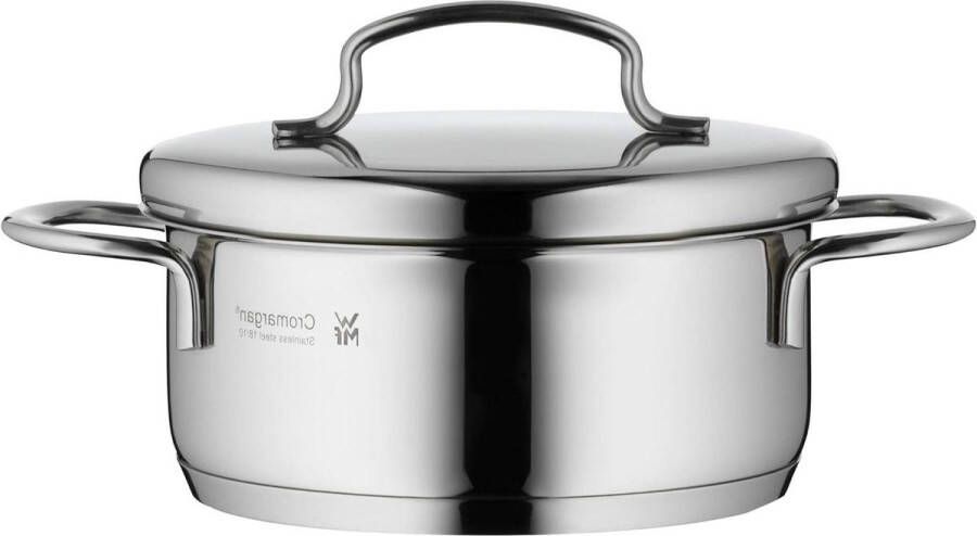 Lage kookpan 12cm met deksel Cromargan 18 10 RVS Ruimtebesparend Stapelbaar Design TransTherm universele bodem Vaatwasmachine bestendig