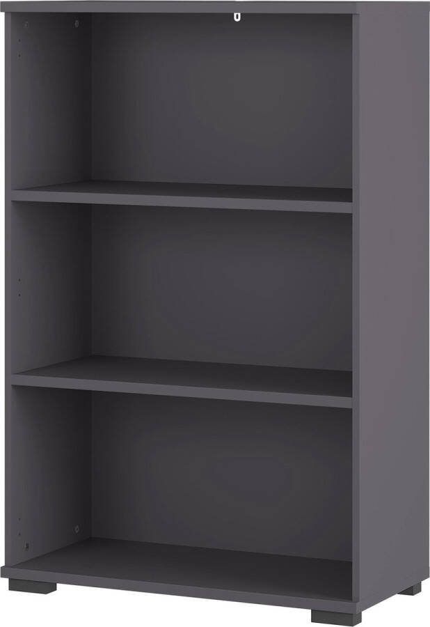 Lage open kantoorkast Discovery Grafiet Breedte 80 cm Hoogte 123 cm Diepte 40 cm Met planken Zonder deuren