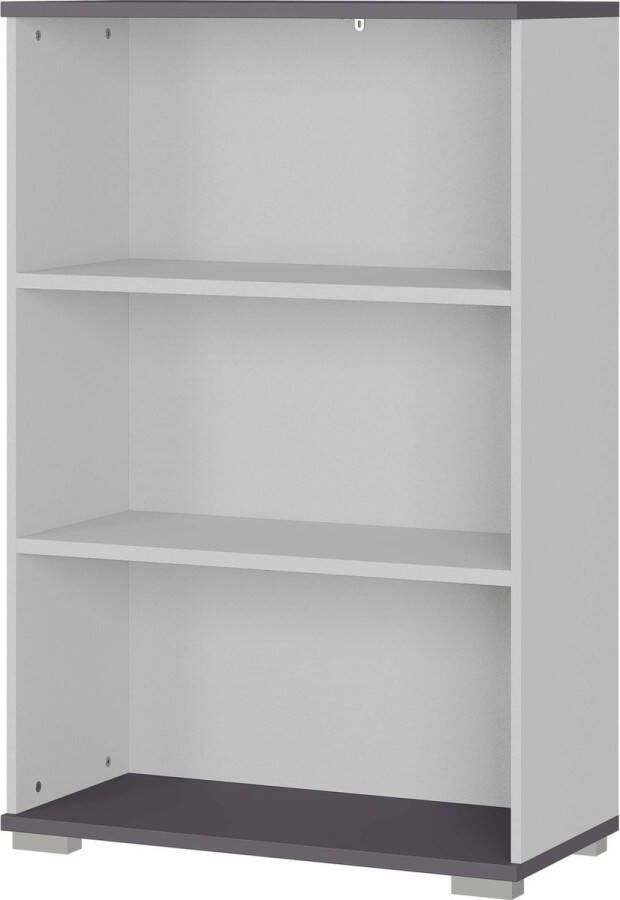 Lage open kantoorkast Discovery Lichtgrijs Grafiet Breedte 80 cm Hoogte 123 cm Diepte 40 cm Met planken Zonder deuren