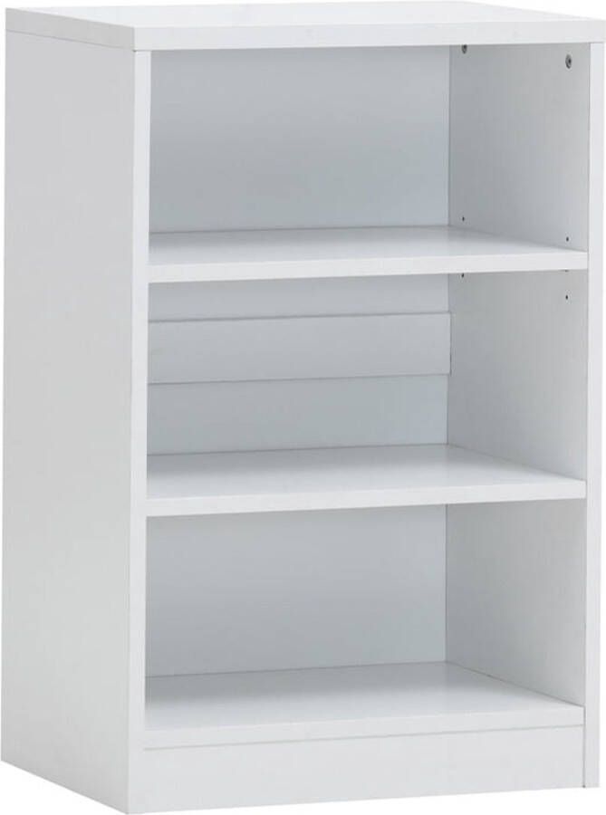 Lage open kast Roan Wit Breedte 55 cm Hoogte 84 cm Diepte 36 cm Met planken Met openslaande deuren