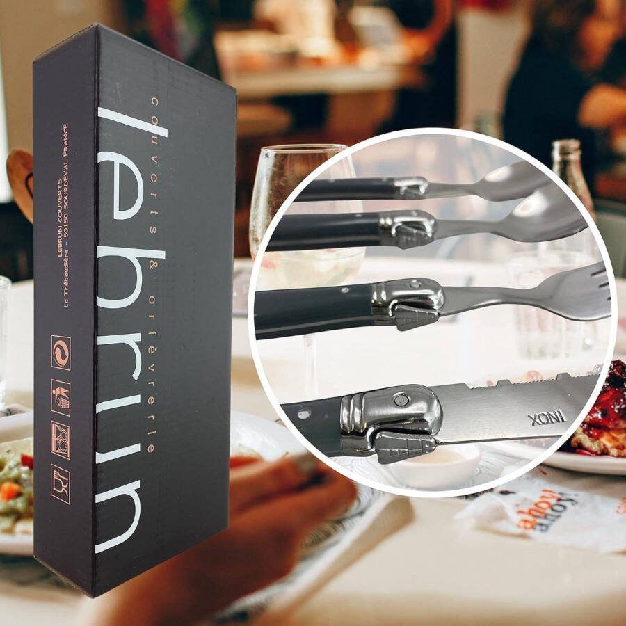 Laguiole Doos 24-delig Bestekset roestvrij staal voor 6 personen Steakmessen-vorken-soeplepels-theelepels