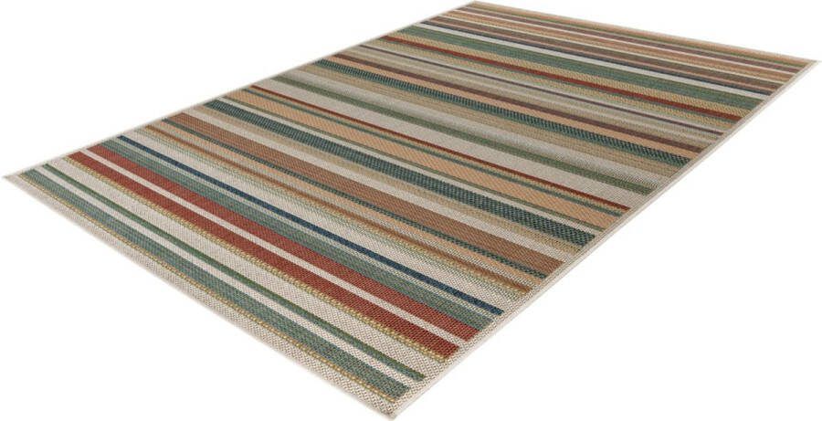 Lalee Capri Vloerkleed Outdoor indoor- Buitengebruik Sisal look Flatwave tuin kleed Tapijt Karpet 80x150 cm- blauw beige strepen multi rood