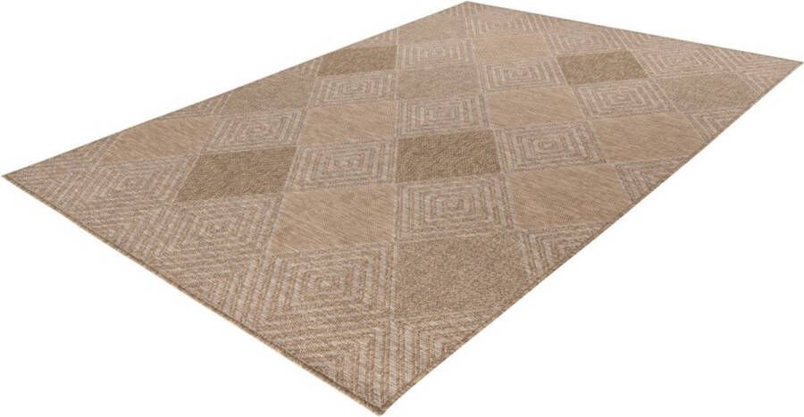 Lalee Costa- sisal look- ibiza vloerkleed- buitentapijt- in en outdoor- flatwave- laagpolig- vlecht- inheems motief- waterbestendig- tuin kleed- 160x230 cm beige