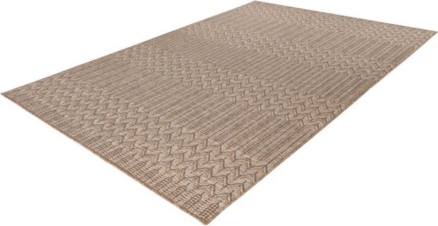 Lalee Costa- sisal look- Ibiza vloerkleed- buitentapijt- in en outdoor- flatwave- laagpolig- vlecht- inheems motief- waterbestendig- tuin kleed- 200x290 cm beige