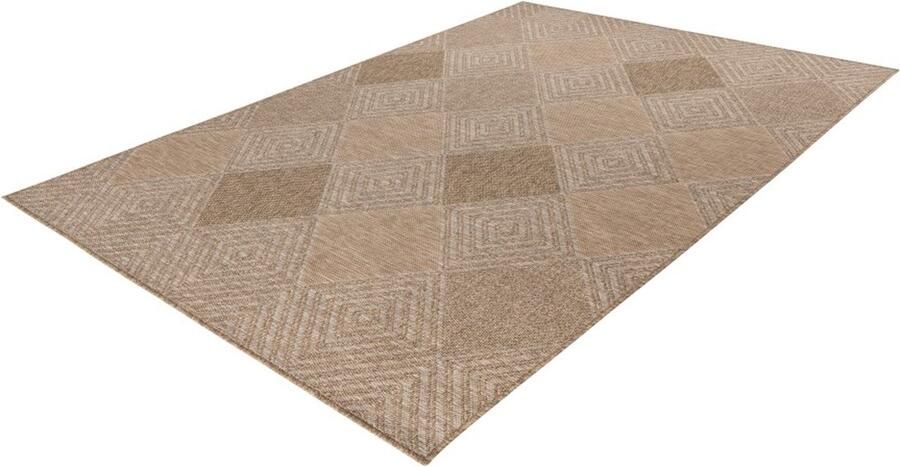 Lalee Costa- sisal look- ibiza vloerkleed- buitentapijt- in en outdoor- flatwave- laagpolig- vlecht- inheems motief- waterbestendig- tuin kleed- 120x170 cm beige