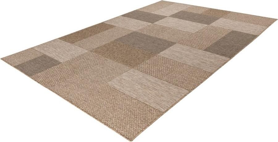 Lalee Costa- sisal look- Ibiza vloerkleed- buitentapijt- in en outdoor- flatwave- laagpolig- vlecht- inheems motief- waterbestendig- tuin kleed- 200x290 cm beige