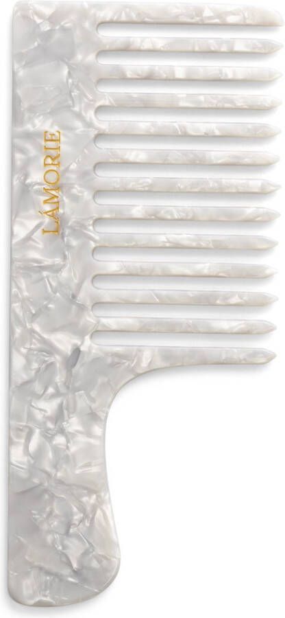 LÁMORIE Luxury Professional White Blossom Sparkel Comb Voor Krullen en dik haar Luxe kam- wide tooth comb