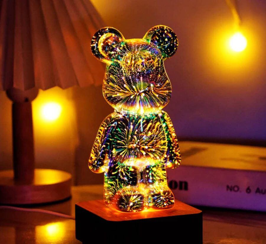 Lamp beer met vuurwerkeffect Nachtlampje kinderen Kinderlampje 3D lamp LED tafellamp