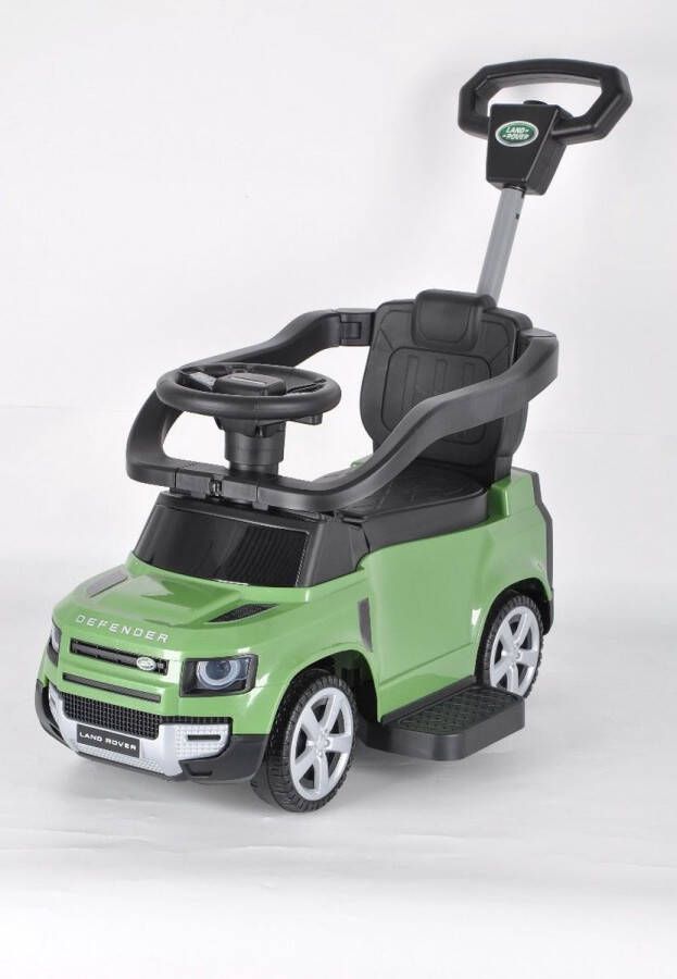 Land Rover Defender Loopauto 0 tot 3 jaar Kunststof Voor Jongens en Meisjes Met Beschermbeugel en Duwstang Opbergvak groen