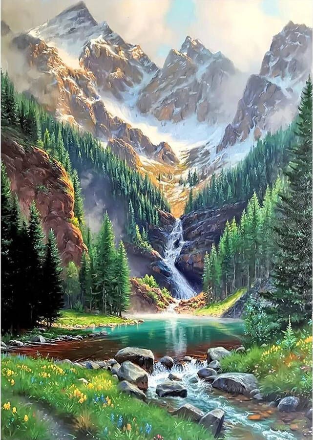 Landschap Diamant Art Kit 5D Diamond Painting Kits voor Volwassenen Volledige Boor Mountain River Beginner Crystal Picture Art Thuis Muur Decor 30x40cm Diamond painting