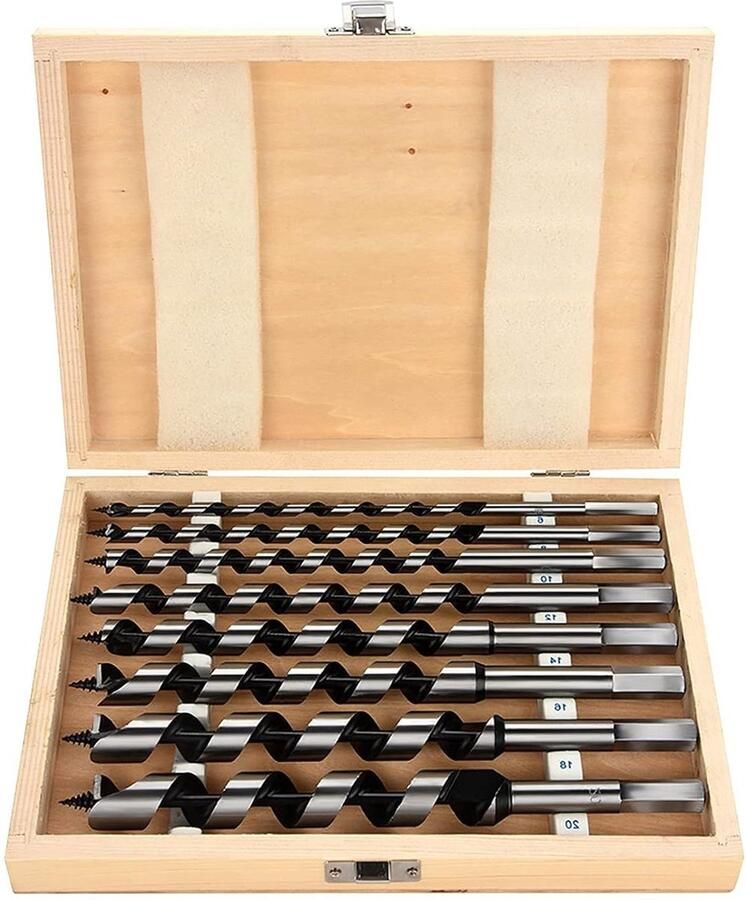 Lange balkboorset 8-delig 6-20 mm slangenboor houtboor houtslangenboor spiraalboor houtbewerkingsgereedschap boormachine 230 mm lengte
