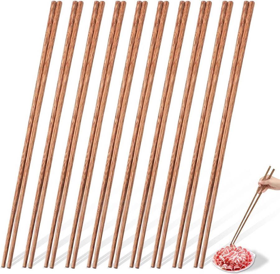 Lange eetstokjes 42 cm 10 paar lange houten Chinese eetstokjes hout lange houten eetstokjes hete pot eetstokjes keuken braadstokjes kookeetstokjes voor vuurpot