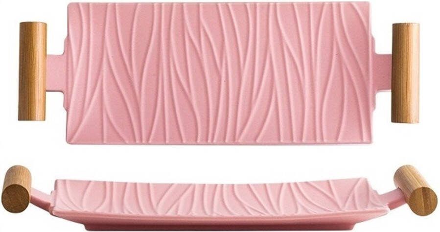 Langwerpig Sushi Bord Met Handvatten Roze Servies