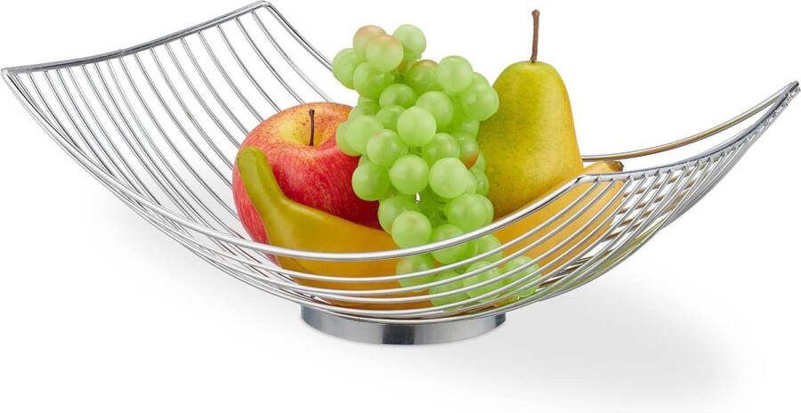 Langwerpige open design fruitschaal ca. 115 x 325 x 24 cm zilver voor groente en fruit