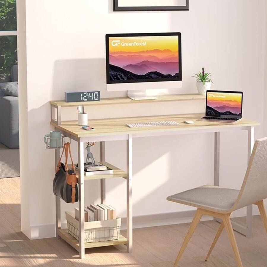 Laptoptafel thuiskantoor bureau eenvoudige montage metalen frame 120 x 55cm