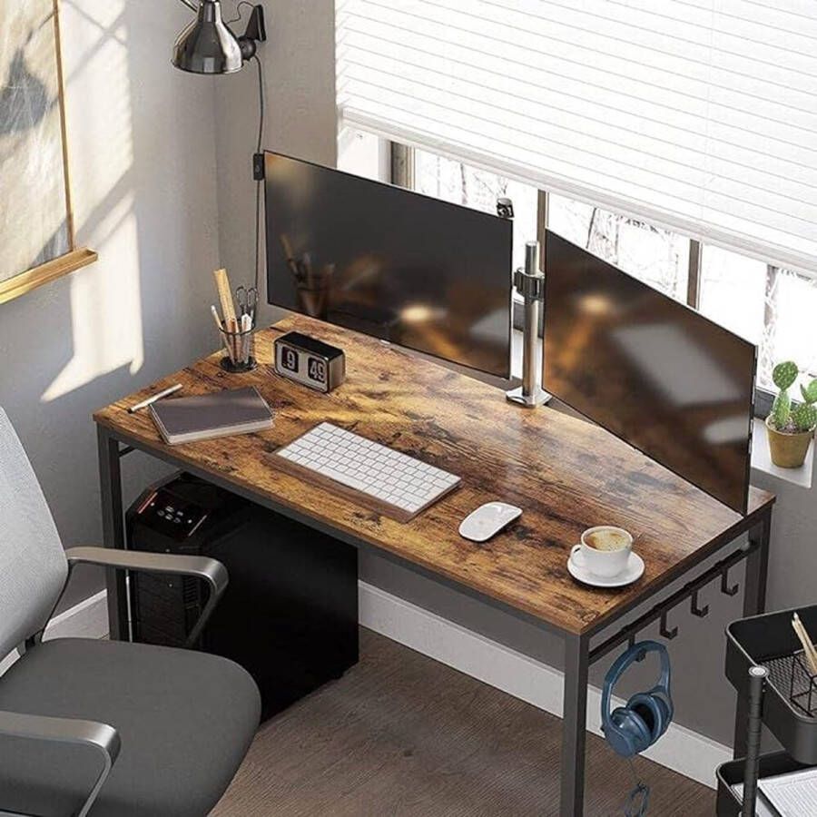 Laptoptafel thuiskantoor bureau eenvoudige montage metalen frame 120 x 60 x 75 cm