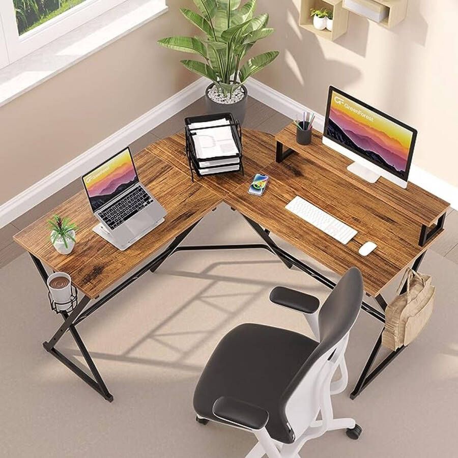 Laptoptafel thuiskantoor bureau eenvoudige montage metalen frame 128D x 123W x 75H centimetres