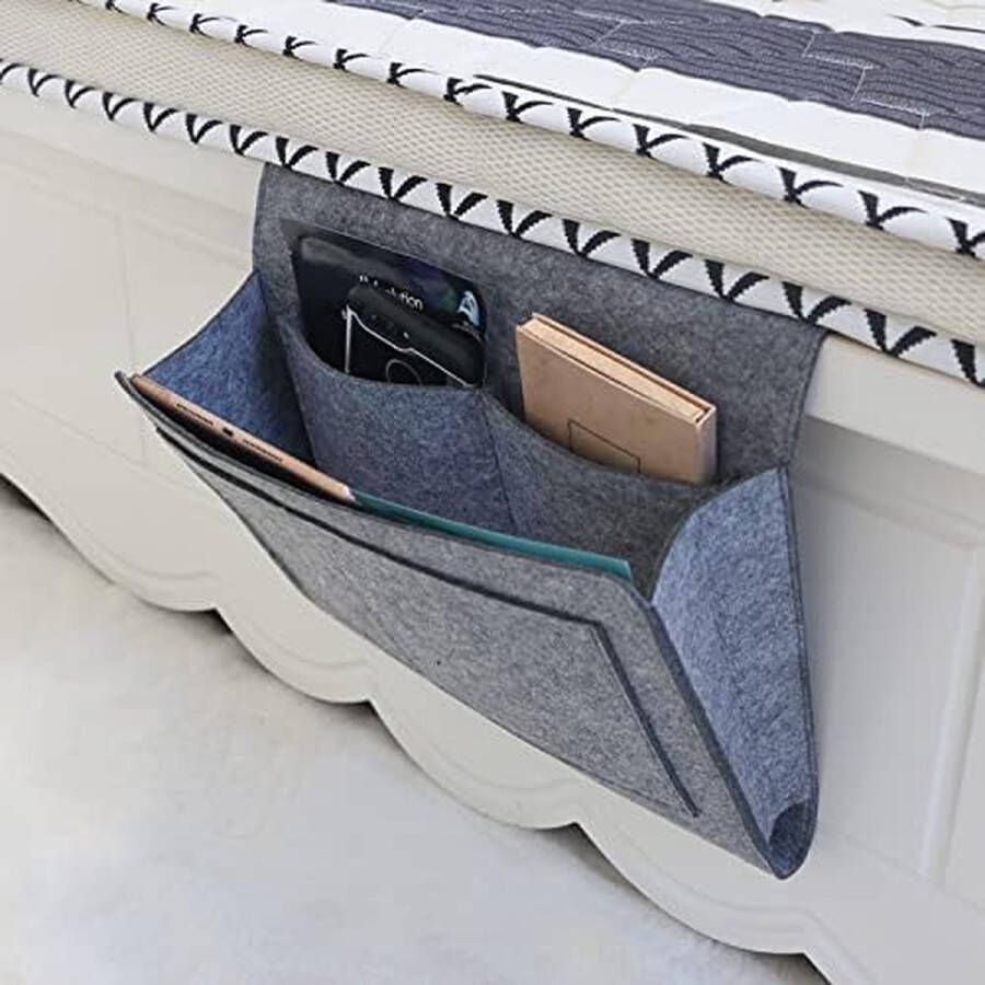 Laptoptas van vilt tot 13 inch bedtas om op te hangen ideale hangende opslag antraciet hangorganizer of afstandsbediening houder incl. binnenvakken