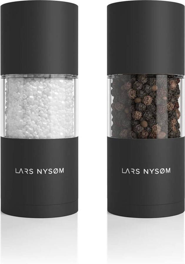 Lars Nysøm Zout en Pepermolenset Instelbare Keramische Molen 2 stuks Premium Design Kruidenmolens Onyx Black