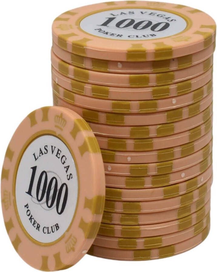 Mec Las Vegas poker club Poker Chips 1.000 oranje (25 stuks) pokerfiches poker fiches clay chips pokerspel pokerset poker set
