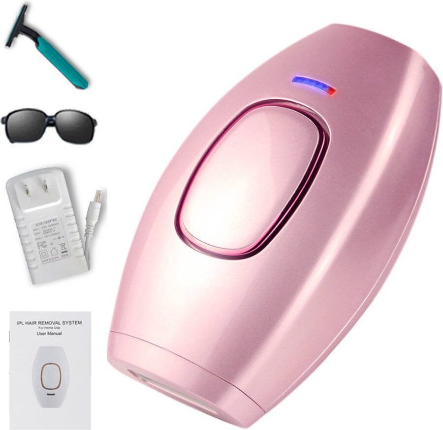 Laser Ontharingsapparaat Incl. Scheermes & UV-Zonnebril Epileerapparaat Dames Epilator IPL Ontharingsapparaten Roze