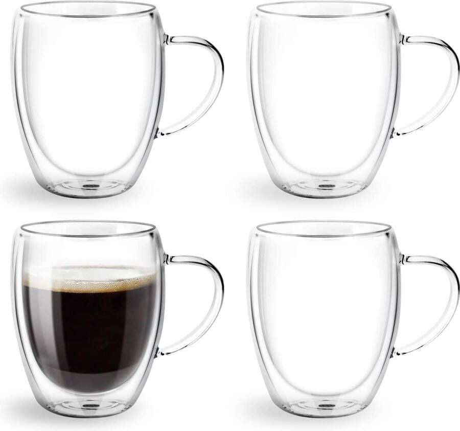 Latte macchiato-glazen dubbelwandig cappuccinokopjes warmtebehoud rode dubbelwandige glazen van borosilicaatglas theeglazen koffieglazen espresso (met handgreep)