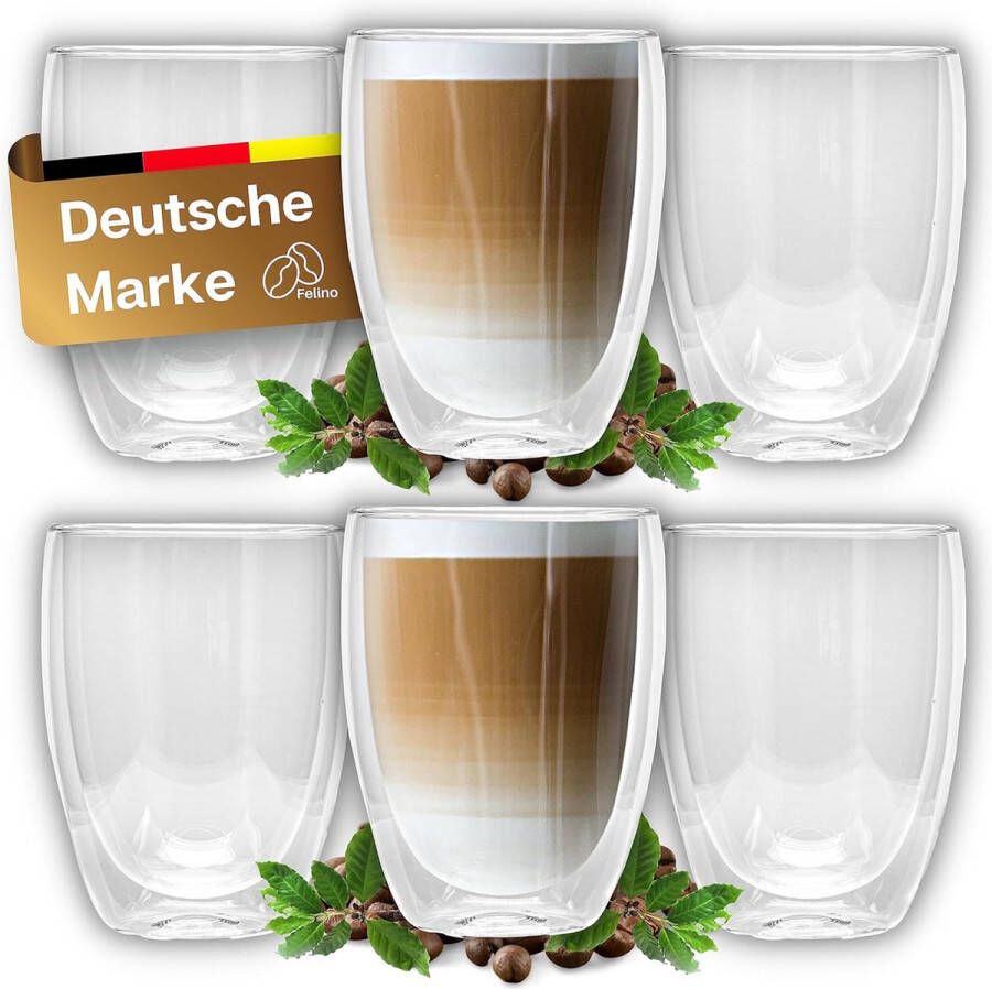 Latte Macchiato glazen dubbelwandige thermoglazen set van 6 stuks 350 ml grote glazen mokken voor cappuccino koffie espresso