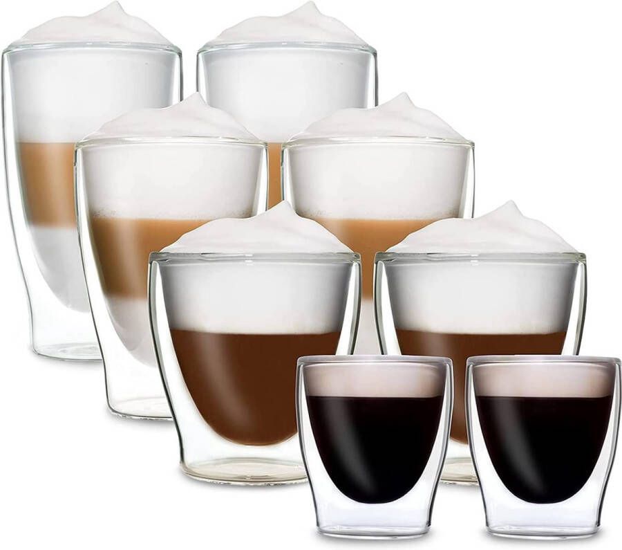 Latte Macchiato glazen set (2 x 4 maten) dubbelwandige glazen latte macchiato dubbelwandige koffieglazen theeglazen cappuccinoglazen thermoglazen