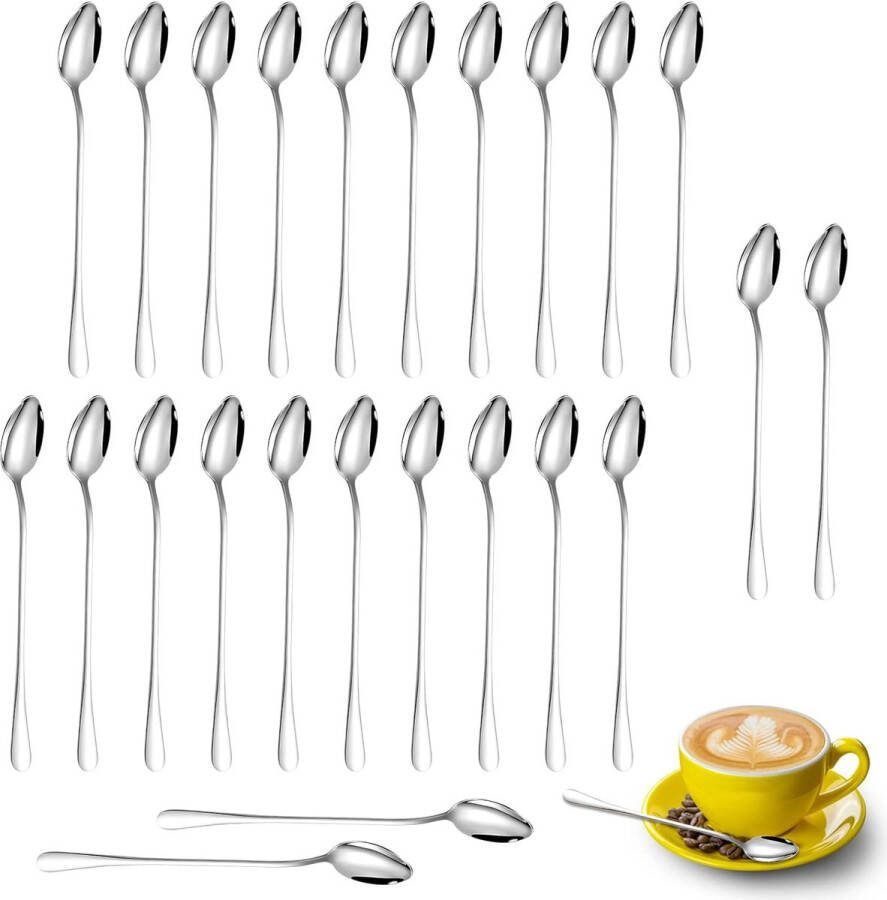 Latte Macchiato-lepels 24 stuks 19 7 cm lange lepels roestvrijstalen ijslepel lange koffielepel espressolepel dessertlepel voor ijskoffie ijsthee milkshake ijscoupe