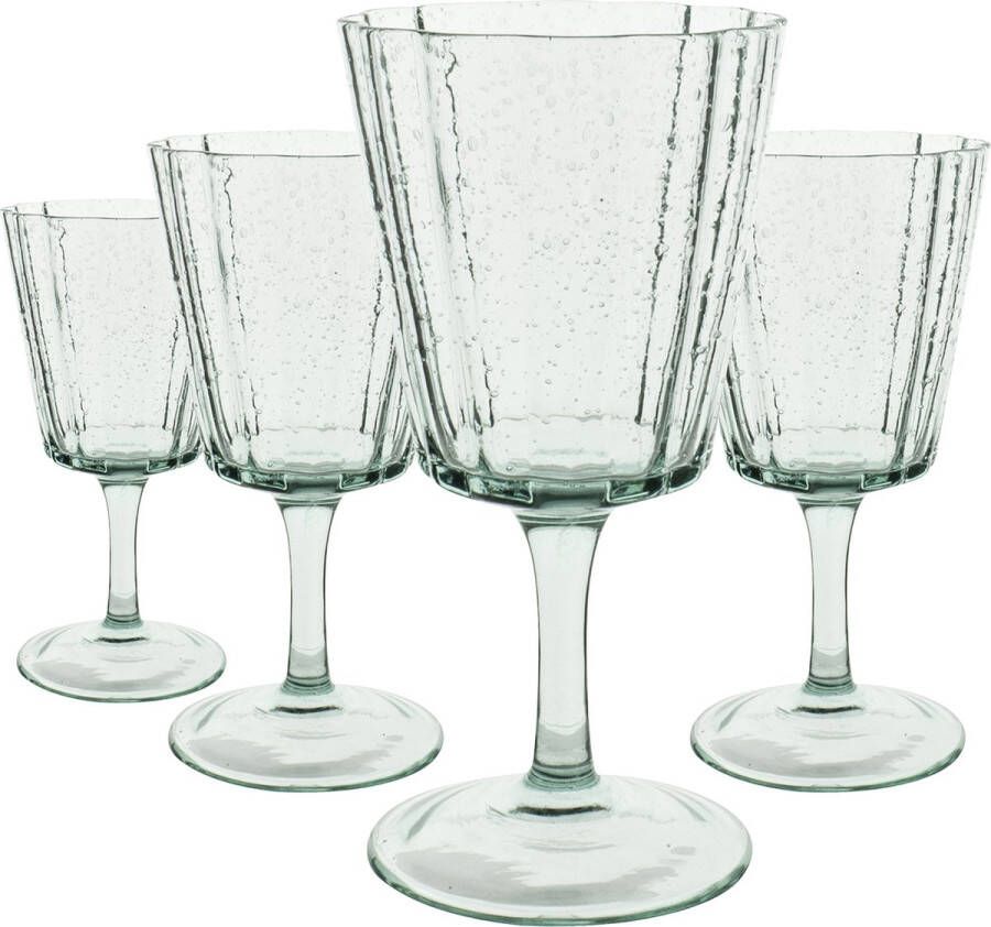Laura Ashley Wijnglazen set van 4 Rode wijn en Witte Wijn Groen 27 cl. Mondgeblazen Giftset