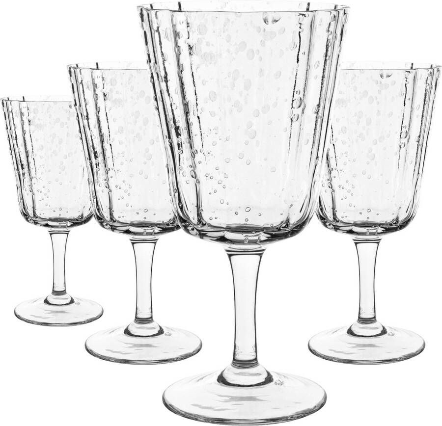 Laura Ashley Wijnglazen set van 4 Rode wijn en Witte Wijn Groen 36 cl. Mondgeblazen Giftset