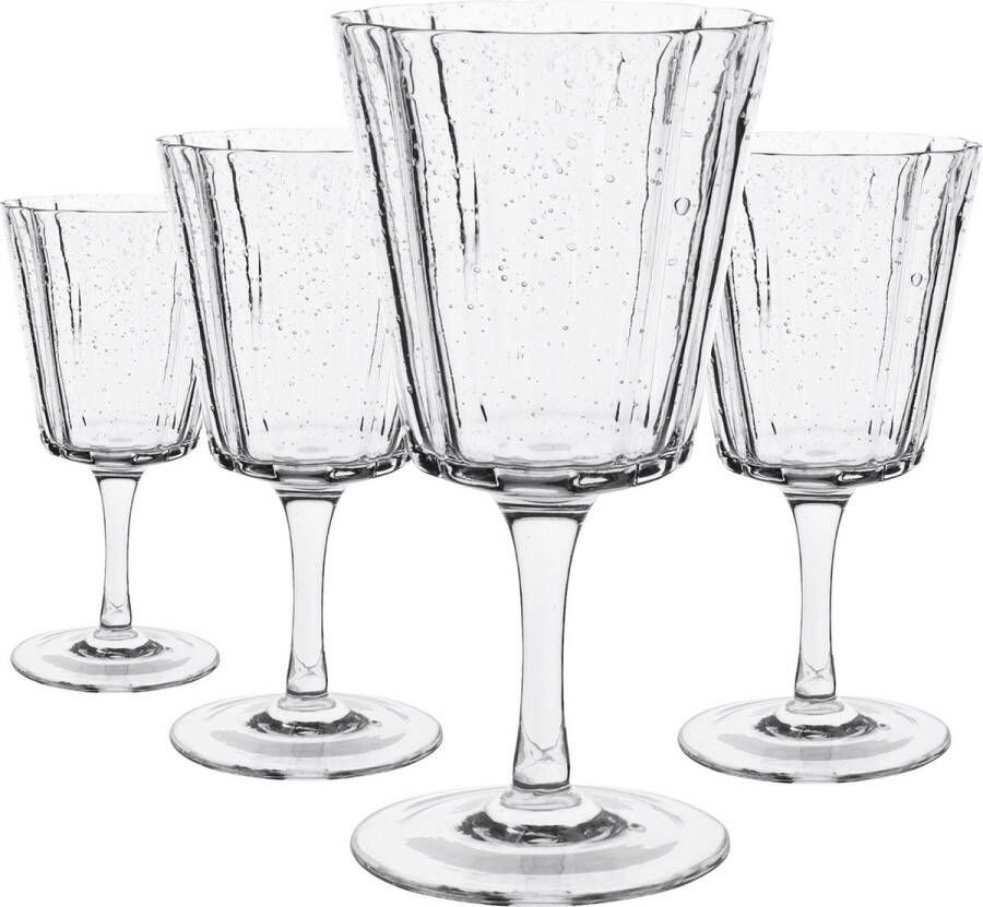 Laura Ashley Wijnglazen set van 4 Rode wijn en Witte Wijn Helder 27 cl. Mondgeblazen Giftset