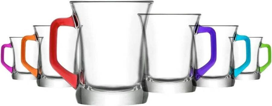 Lav Mugs coloured base for hot drinks tea coffee 223 ml koffiekopjes set van 6