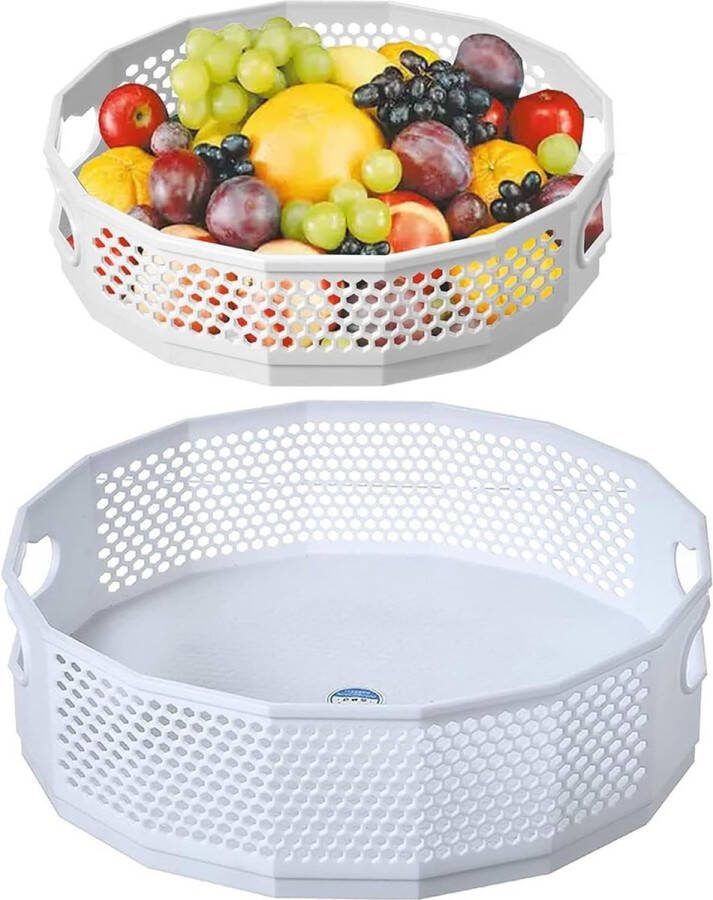 Lazy Susan Draaiplateau keukenorganizer keukenrek draaibaar kruidenrek draaibaar dienblad organizer voor koelkast keuken eetkamer kast cosmeticatafel wit 2 stuks