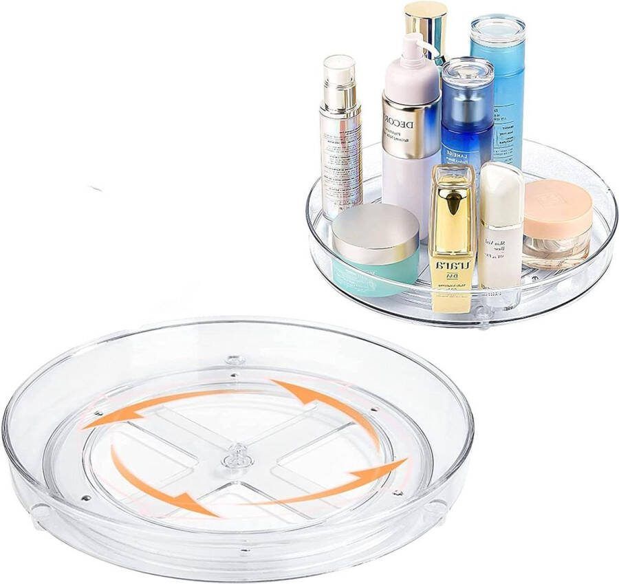 Lazy Susan draaiplateaus set van 2 27 cm en 235 cm plastic kruidenrek organizer keukenopslag voor thuis kantoor kast pantry koelkast