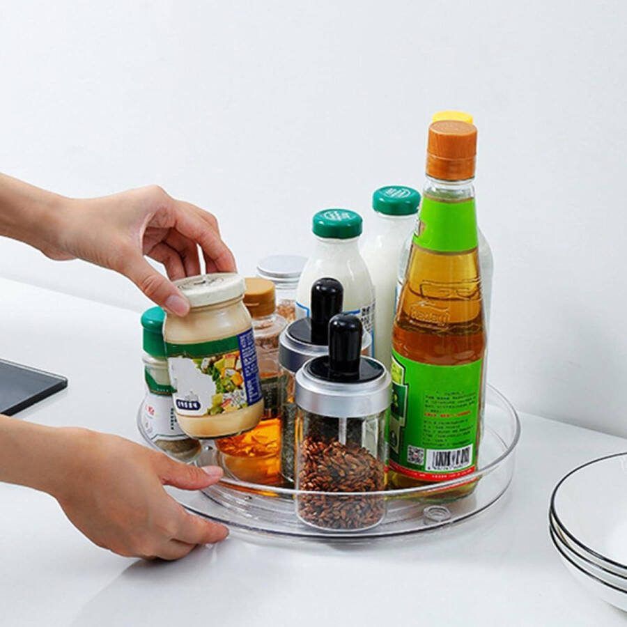 Lazy Susan Draaitafel Organizer 2 Stuks Keuken Roterende Spice Rack Plastic Opslag Lade Organizer voor Pantry Koelkast Kasten