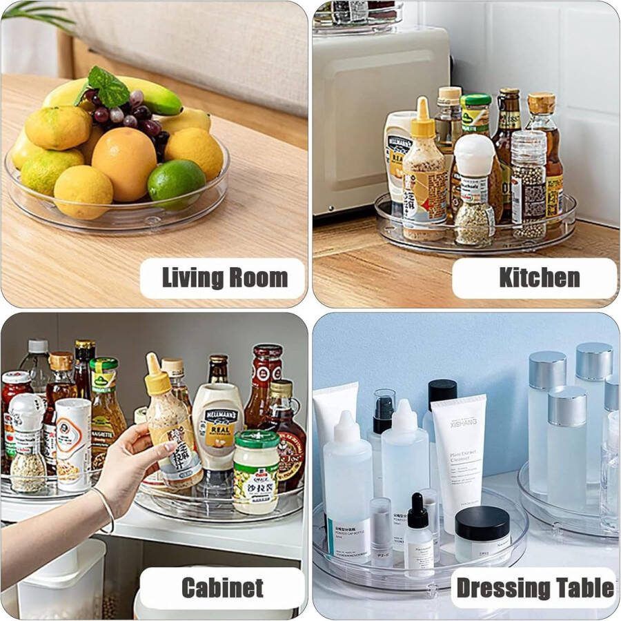 Lazy Susan Draaitafel Organizer Draaitafel Koelkast Organisator Koelkast Organisator 360° Draaibare Draaitafel Organisator voor Koelkast Keuken Pantry Kast Badkamer (23x3.5cm)