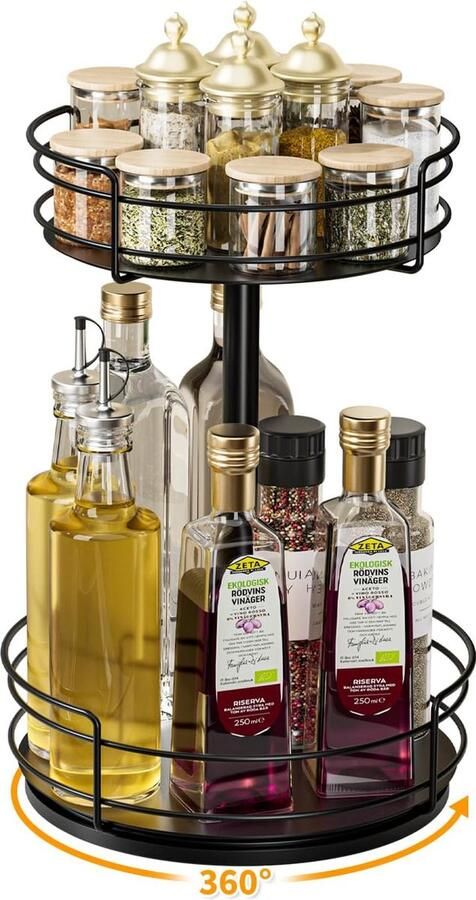 Lazy Susan Kruidenrek draaibaar draaiplateau organizer kruidenrek draaiplateau keuken voor specerijen kruidenflessen olie ingrediënten glazen koken