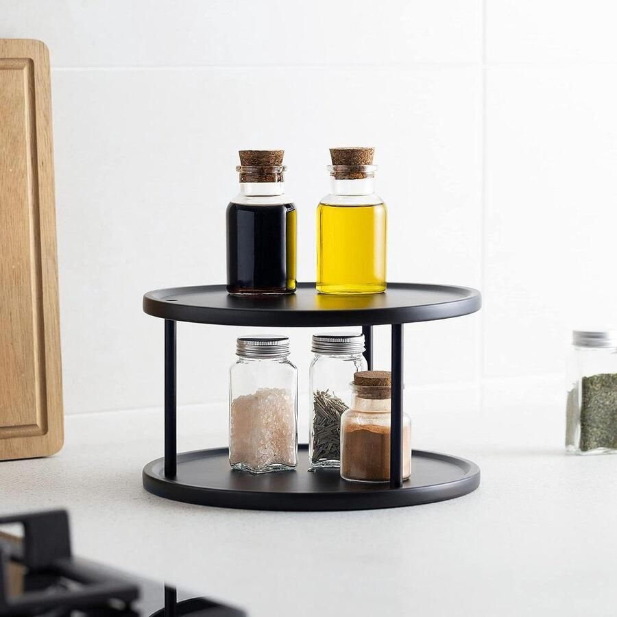 Lazy Susan Standaard 25 cm Roterend Plateau voor Keuken of Keukenkastjes Roestvrij Stalen Kruidenrek met Draaiplateau Keukenorganisatie