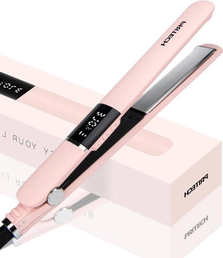 LCD-display stijltang met titanium verwarmingspaneel instelbare temperatuur 150-230 °C universele spanning roze TA-2413