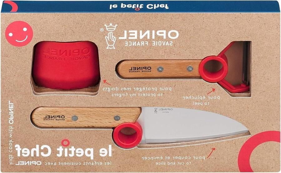 Le Petit Chef Koksmessenset voor kinderen 3-delig kindermes vingerbescherming dunschiller roestvrij Grijs Medium kindermessenset