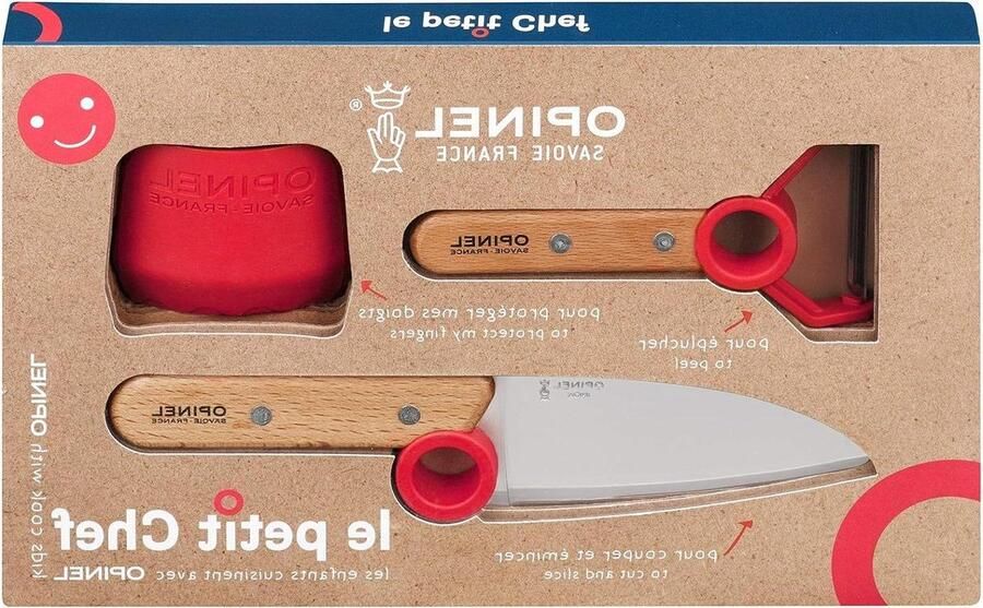 Le petit Chef Koksmessenset voor kinderen met vingerbescherming 3-delig koksmes dunschiller roestvrij Grijs Medium