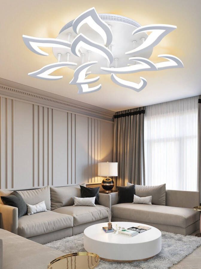 LED Bluetooth 10 Lotus Plafondlamp Wit Afstandsbediening Smart lamp Dimbaar Met App Woonkamerlamp Moderne lamp Plafonniere