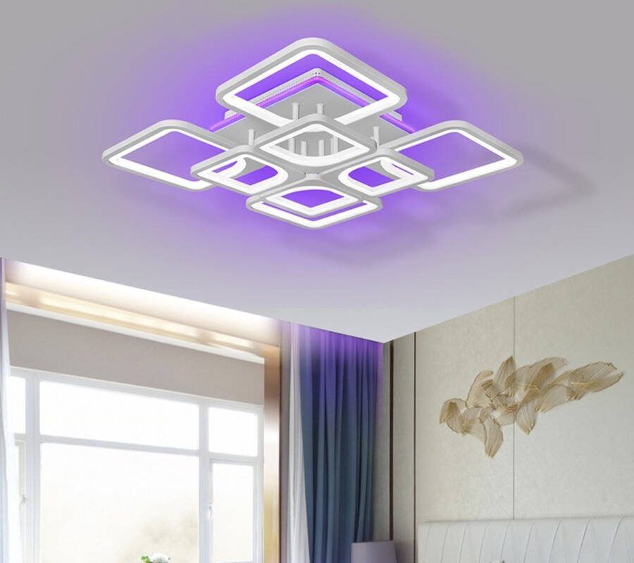 LED Bluetooth 8 Head Plafondlamp Wit| Afstandsbediening Smart Lamp RGB Dimbaar Met App Woonkamerlamp Moderne lamp Plafonniere