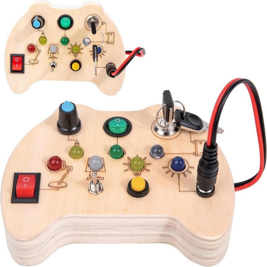 LED Busy Board Montessori Speelgoed Kinderen Leeftijd 1 2 3 4 Sensorisch speelgoed voor kinderen met autisme Pedagogisch houten speelgoed Montessori Board sensorisch geschenk Educatieve spelletjes. Busy board