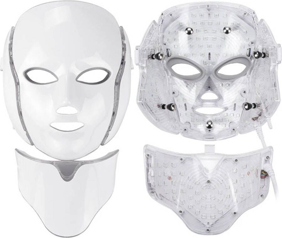 LED Gezichtsmasker LED masker LED masker Huidverzoriging LED Therapie Gezichtsmasker Acne Behandeling Infraroodtherapie Infraroodlamp Lichttherapie- 7 Kleuren Timer Wit